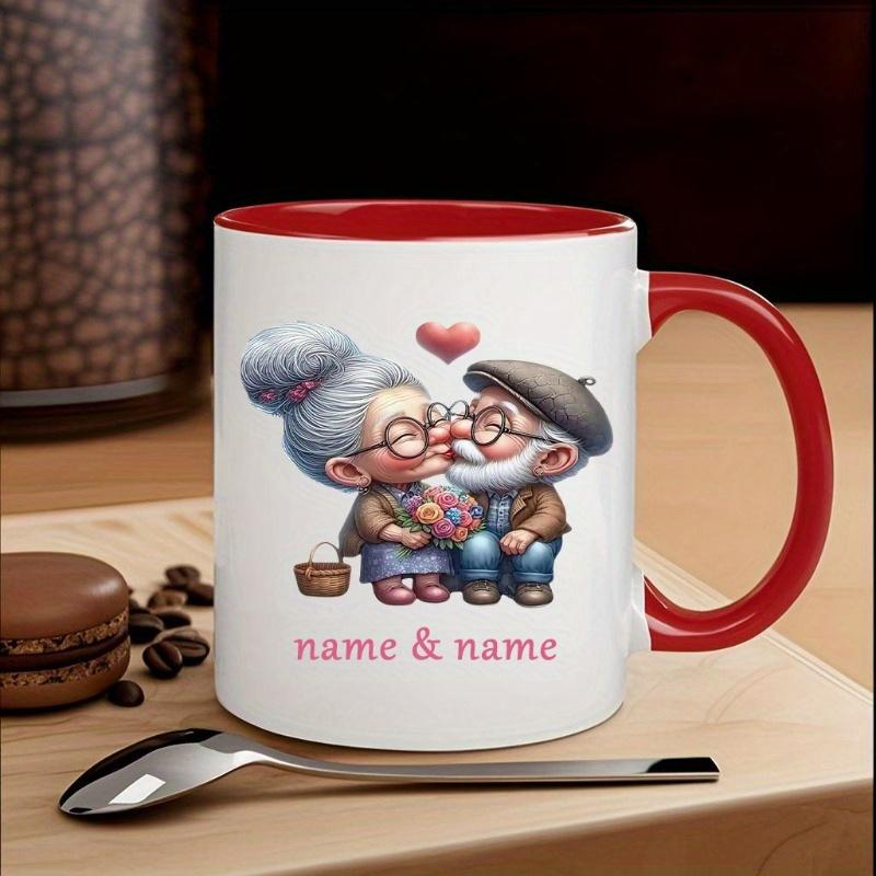 Personalized Grparents Romantic Kiss Ceramic Mug Custom Name Coffee Cup Heat Resistant Dishwasher Safe 7 Color Options Unique Gift for Father's Day Mother's Day Birthdays Durable Vibrant Design Grparents Gifts Sentimental Keepsake Camping Picnic Chair Bla