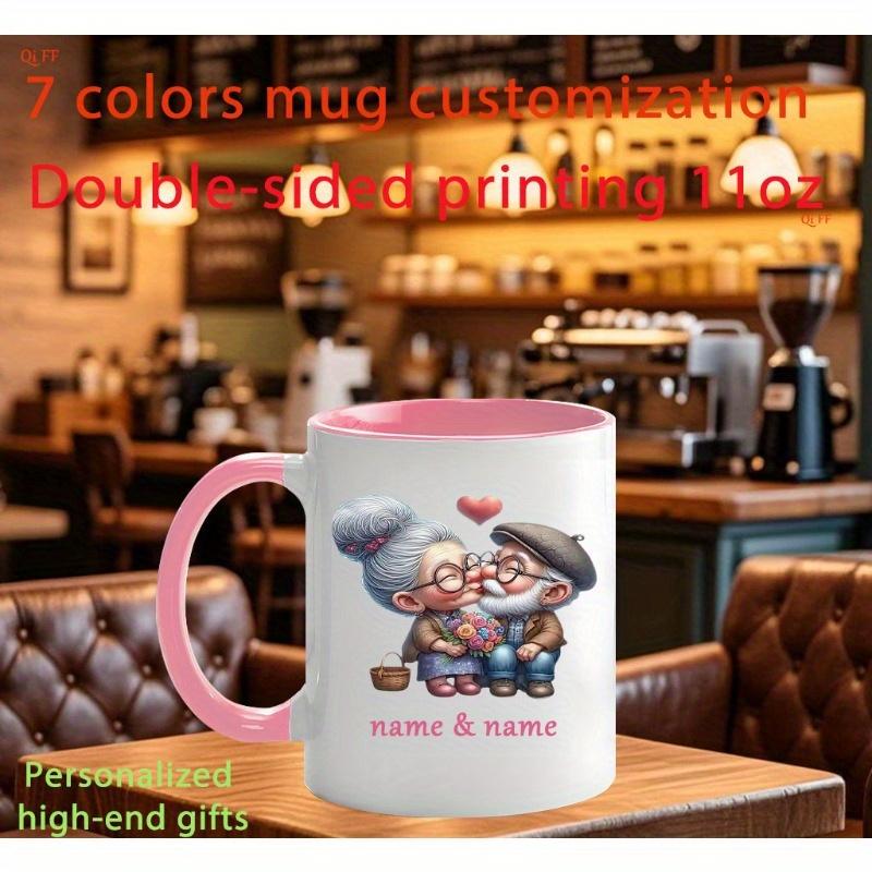 Personalized Grparents Romantic Kiss Ceramic Mug Custom Name Coffee Cup Heat Resistant Dishwasher Safe 7 Color Options Unique Gift for Father's Day Mother's Day Birthdays Durable Vibrant Design Grparents Gifts Sentimental Keepsake Camping Picnic Chair Bla