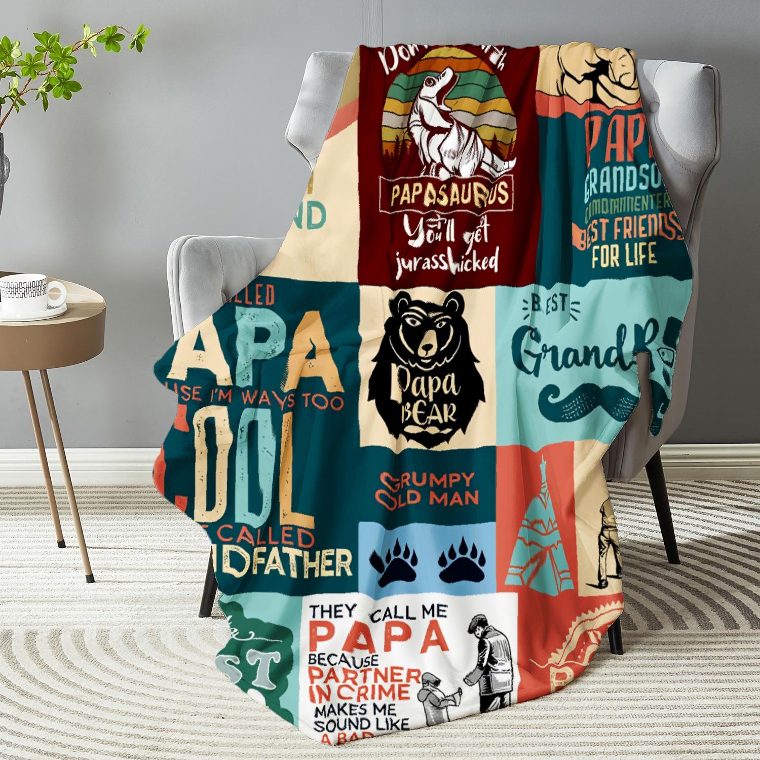 Protective Animal Bear Spliced Pattern Blanket Grpa's Gift to Grson Flannel One Piece Papasaurus Design Camping Picnic Chair Set Ceramic Christmas Coffee Mug with Lid Tree Straw