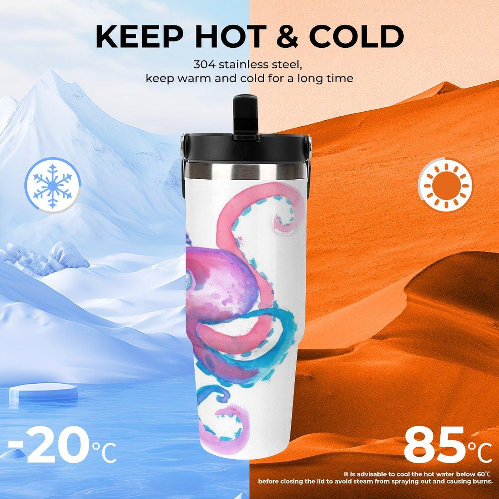 Large Capacity Car Cup Obstruct with Octopus Design Secure Handle for Easy Transport Ideal for Long Drives and Extended TripsCar cup-thermal mug-customizable patterns Camping Picnic Chair Blanket Setthermal mug Christmas Tree Ceramic Mug Straw