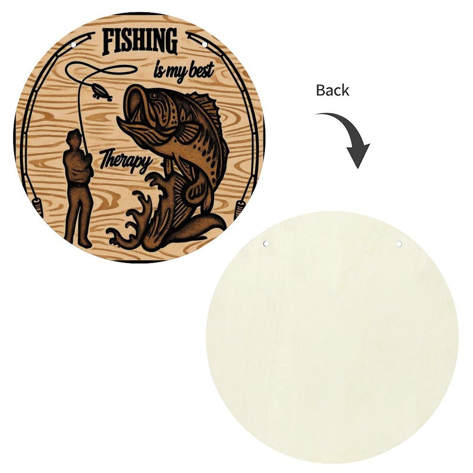 1pcs wooden board painting Wood Painting Style 20x20cm Fishing is My Best Therapy Round Wall Art for Fishing Enthusiasts Wooden Decorative Fisherman & Fish Desig Camping Picnic Chair and Blanket Set Christmas Tree Ceramic Mug with Straw