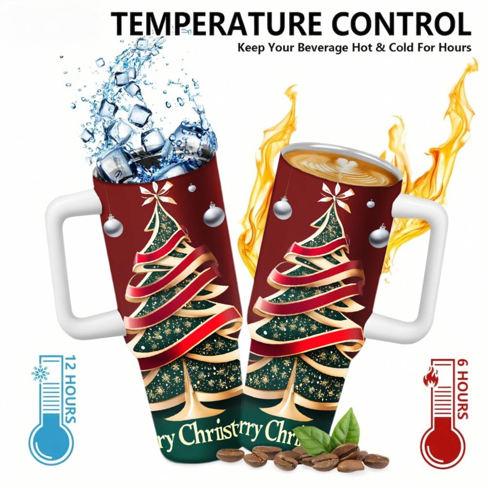 Christmas Tumbler Red Christmas Tree With Ribbon And Ornaments Temperature Control Drinkware For Festive Season 12 Hours Hot 6 Hours ColdCar cup-thermal mug-customizable patterns Camping Picnic Chair Blanket Setthermal mug Ceramic Mug Straw