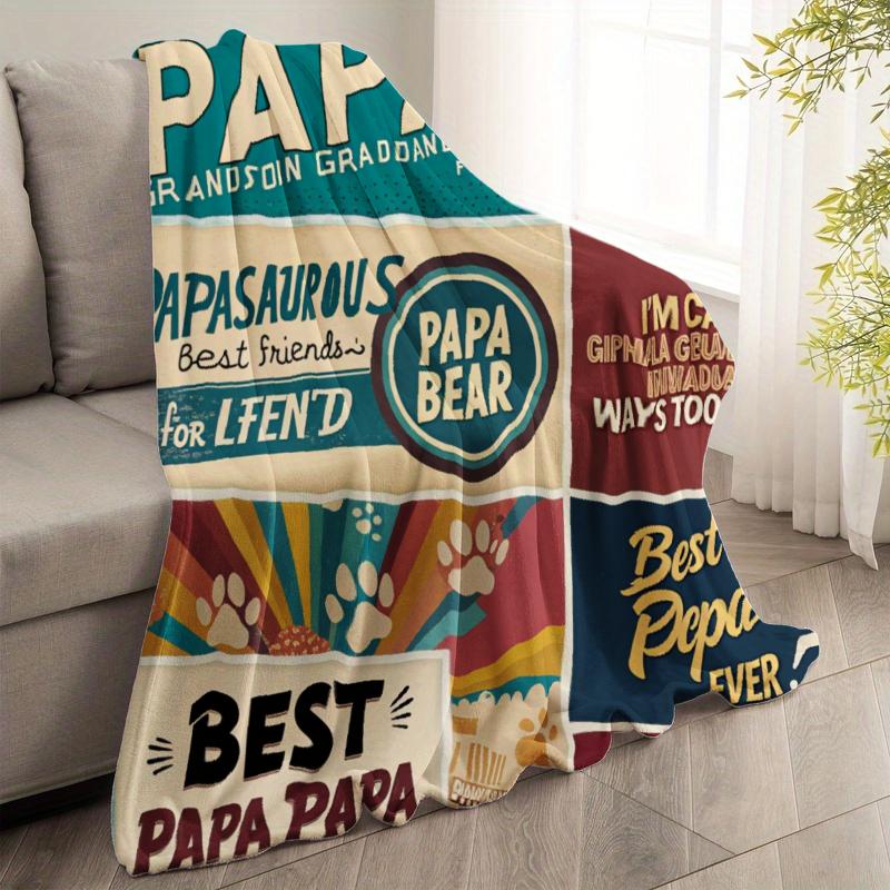 Protective Animal Bear Spliced Pattern Blanket Grpa's Gift to Grson Flannel One Piece Cozy Gift for Papa Bear Camping Picnic Chair Set Ceramic Christmas Coffee Mug with Lid Tree Straw