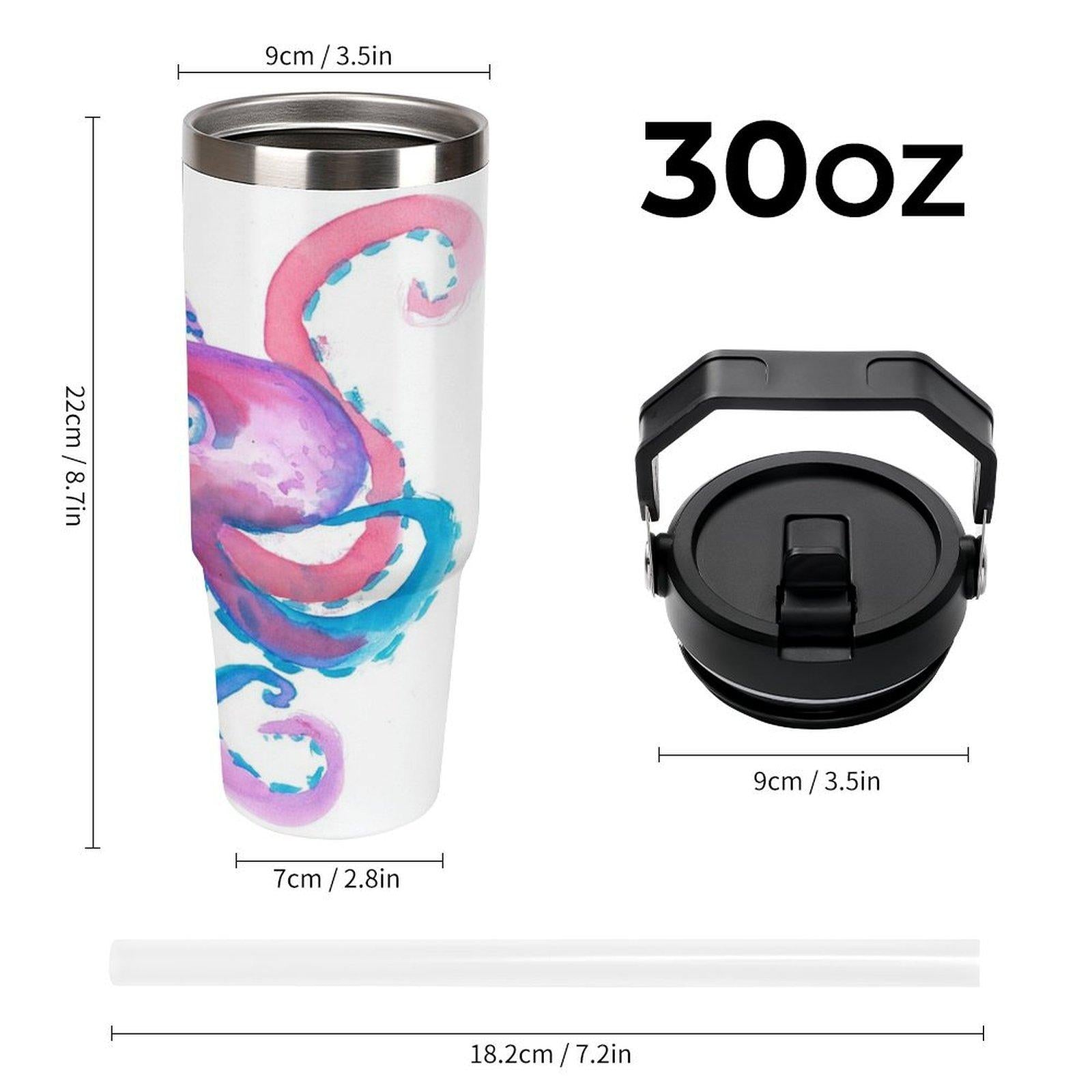 Large Capacity Car Cup Obstruct with Octopus Design Secure Handle for Easy Transport Ideal for Long Drives and Extended TripsCar cup-thermal mug-customizable patterns Camping Picnic Chair Blanket Setthermal mug Christmas Tree Ceramic Mug Straw