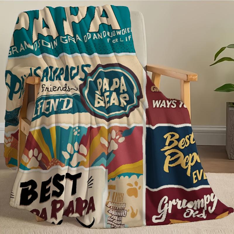 Protective Animal Bear Spliced Pattern Blanket Grpa's Gift to Grson Flannel One Piece Cozy Gift for Papa Bear Camping Picnic Chair Set Ceramic Christmas Coffee Mug with Lid Tree Straw