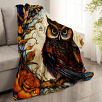 Retro Owl Thin Blanket Lightweight Flannel Throw For Sofa Bed Travel Camping Livingroom Office Couch Chair And Bed Digital Printing Fleece Blanket With Soft And Warm Flannel Fabric Picnic Set Ceramic Christmas Coffee Mug Lid Tree Straw