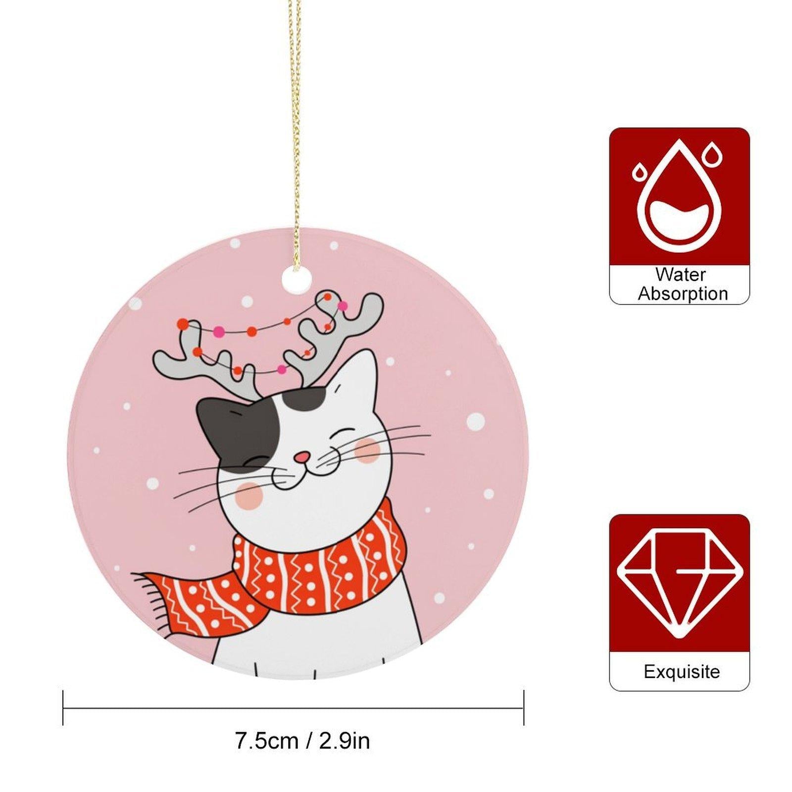 White Christmas Cat Ceramic Pendant with Scarf & Antlers - Reusable Holiday Ornament for , Home, Car & Bags | Festive Kitty Decor with Unique Winter Theme | Perfect Gift for Cat Lovers Camping Picnic Chair and Blanket Set Mug Straw