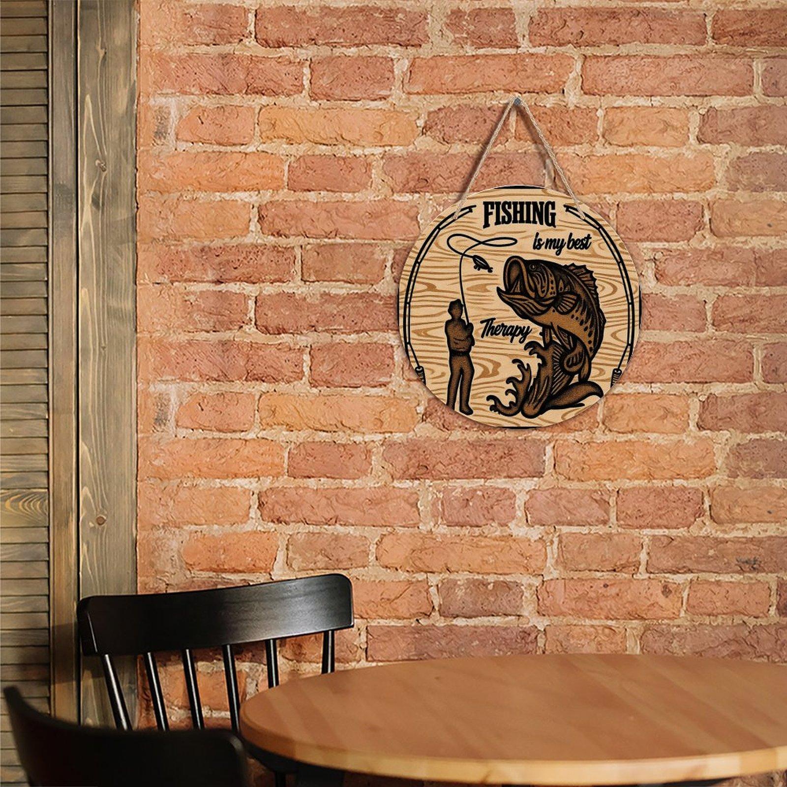 Fishing Wall Art - Round Wood Plaque