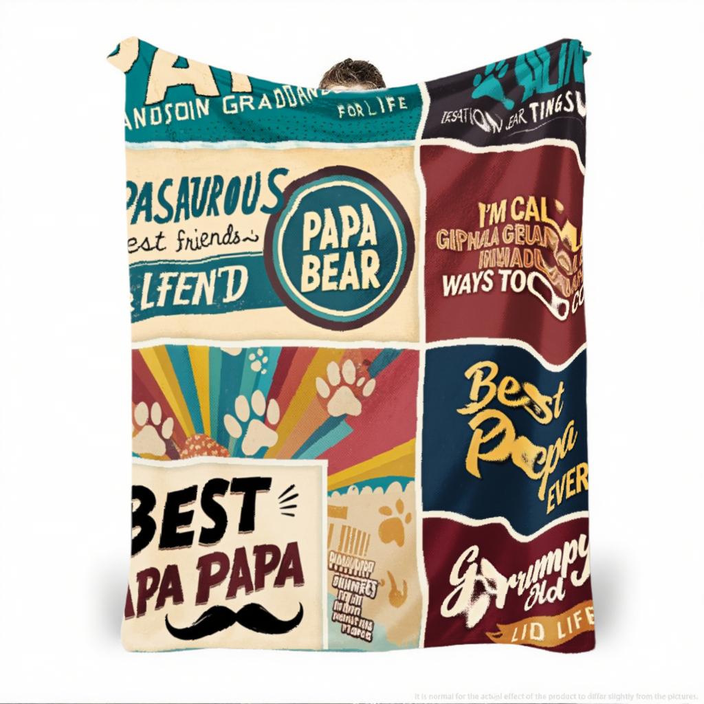 Protective Animal Bear Spliced Pattern Blanket Grpa's Gift to Grson Flannel One Piece Cozy Gift for Papa Bear Camping Picnic Chair Set Ceramic Christmas Coffee Mug with Lid Tree Straw