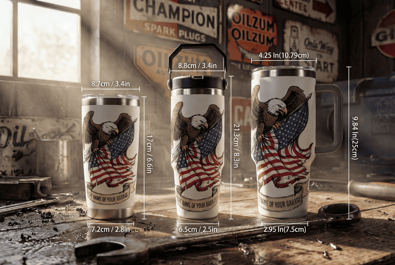 "We The People" Personalized Tumbler - American Eagle & Flag Edition | Custom Name 20oz/30oz/40oz Stainless Steel Travel Mug - Detail 1