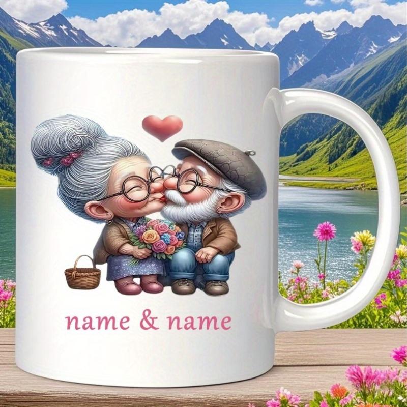 Personalized Grparents Romantic Kiss Ceramic Mug Custom Name Coffee Cup Heat Resistant Dishwasher Safe 7 Color Options Unique Gift for Father's Day Mother's Day Birthdays Durable Vibrant Design Grparents Gifts Sentimental Keepsake Camping Picnic Chair Bla