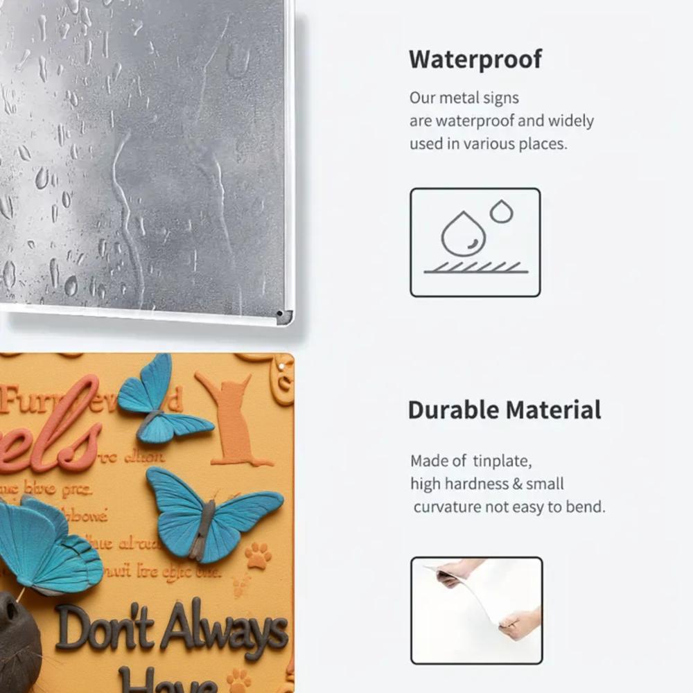 1pcs Iron sheet painting Cat Wall Plaque Black With Butterflies & Floral Design Angels Don't Always Have Wings Sometimes They Have Whiskers Pet Memorial Decor For Home Camping Picnic Chair and Blanket Set Christmas Tree Ceramic Mug Straw