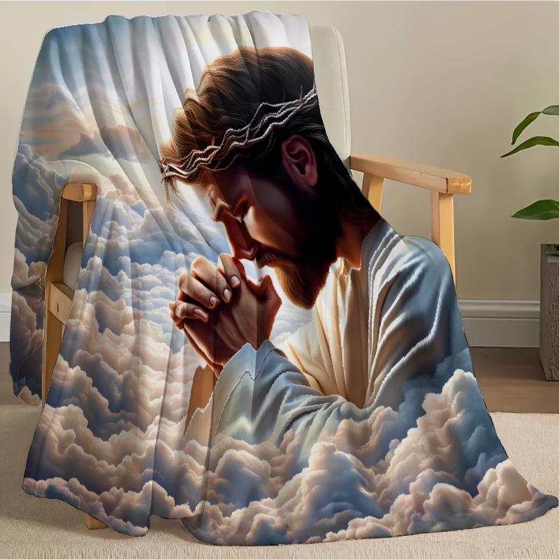 Jesus-Inspired Soft & Warm Flannel Throw Blanket Versatile for Couch Office Bed Camping All-Season Comfort Wearable Blanket Picnic Chair and Set Ceramic Christmas Coffee Mug with Lid Tree Straw
